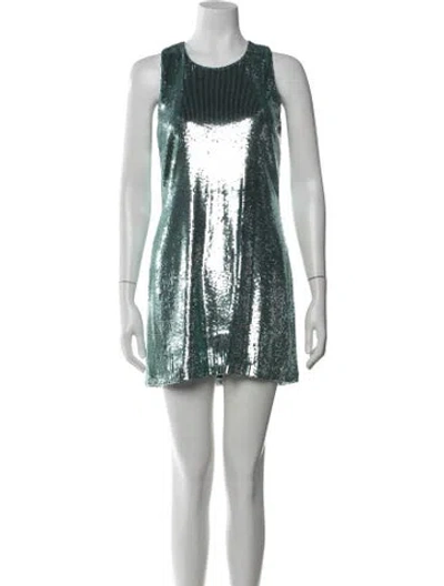 Pre-owned Tory Burch Patterned Mini Dress In Green