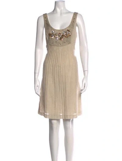 Pre-owned Tory Burch Patterned Mini Dress In Neutral