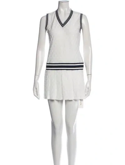 Pre-owned Tory Burch Patterned Mini Dress In Neutral