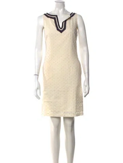 Pre-owned Tory Burch Patterned Mini Dress In Neutrals