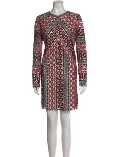 Pre-owned Tory Burch Patterned Mini Dress In Red