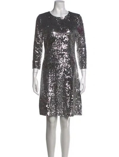 Pre-owned Tory Burch Patterned Mini Dress In Silver