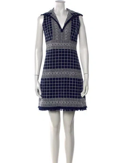 Pre-owned Tory Burch Patterned Mini Dress W/ Tags In Blue/white