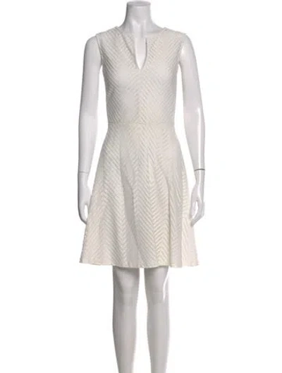 Pre-owned Tory Burch Patterned Mini Dress In White