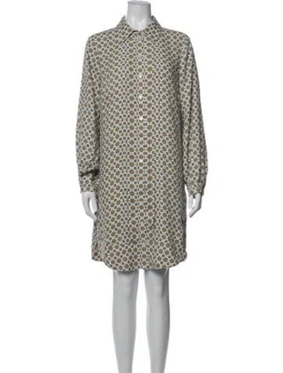 Pre-owned Tory Burch Patterned Mini Dress In White
