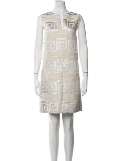 Pre-owned Tory Burch Patterned Mini Dress In White