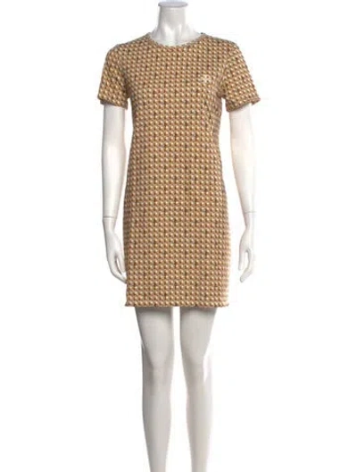 Pre-owned Tory Burch Patterned Mini Dress In Yellow