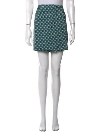 Pre-owned Tory Burch Patterned Mini Shorts In Green