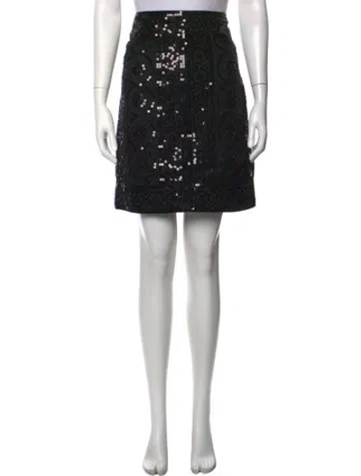Pre-owned Tory Burch Patterned Mini Skirt In Black