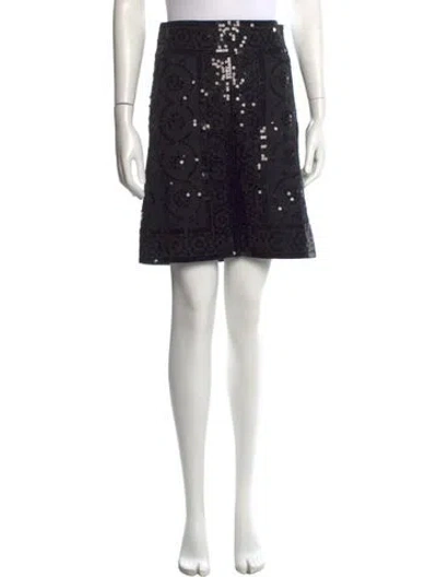 Pre-owned Tory Burch Patterned Mini Skirt In Black