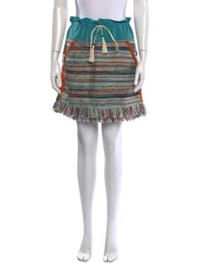 Pre-owned Tory Burch Patterned Mini Skirt In Blue