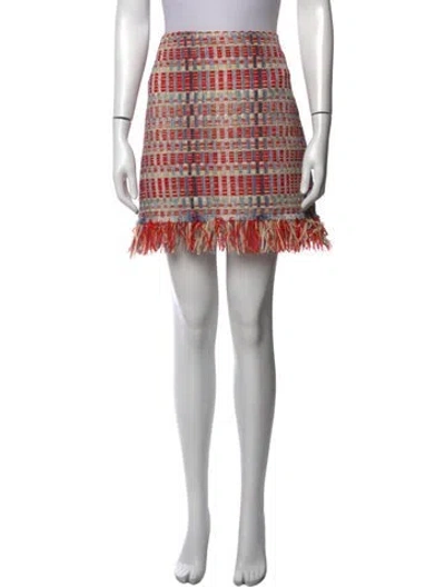 Pre-owned Tory Burch Patterned Mini Skirt In Blue/red