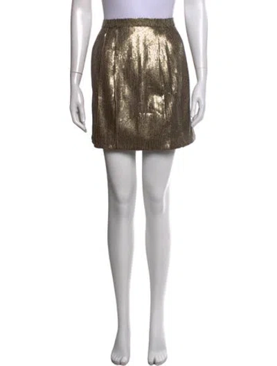 Pre-owned Tory Burch Patterned Mini Skirt In Gold