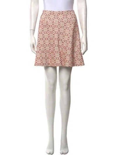 Pre-owned Tory Burch Patterned Mini Skirt In Neutrals/orange