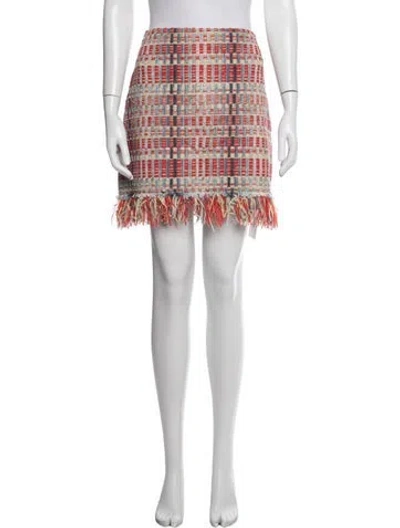 Pre-owned Tory Burch Patterned Mini Skirt In White