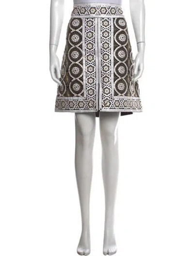 Pre-owned Tory Burch Patterned Mini Skirt In White