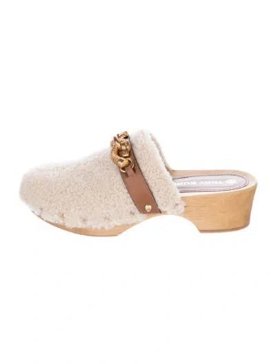 Pre-owned Tory Burch Patterned Mules W/ Tags In Neutral