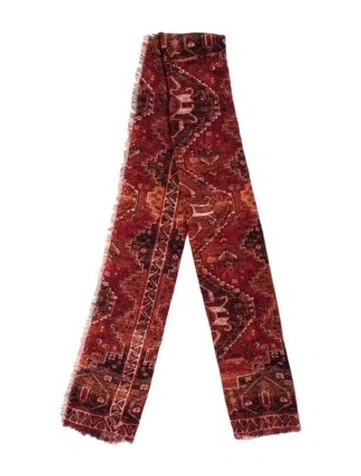 Pre-owned Tory Burch Patterned Shawl In Red