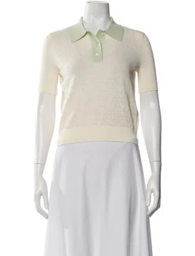 Pre-owned Tory Burch Patterned Short Sleeve Polo In Neutral