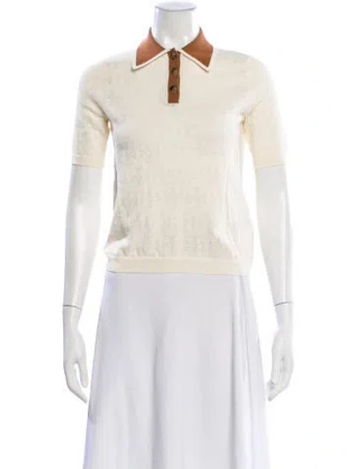 Pre-owned Tory Burch Patterned Short Sleeve Polo In Neutral
