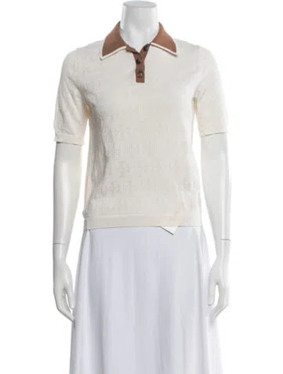 Pre-owned Tory Burch Patterned Short Sleeve Polo In Neutrals