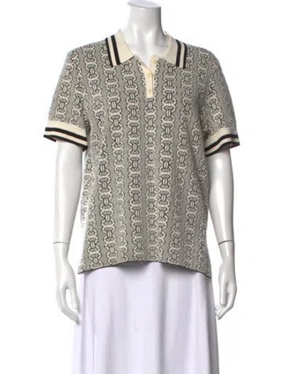 Pre-owned Tory Burch Patterned Short Sleeve Polo In Neutrals