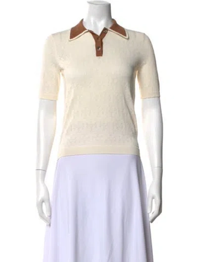 Pre-owned Tory Burch Patterned Short Sleeve Polo In Neutrals