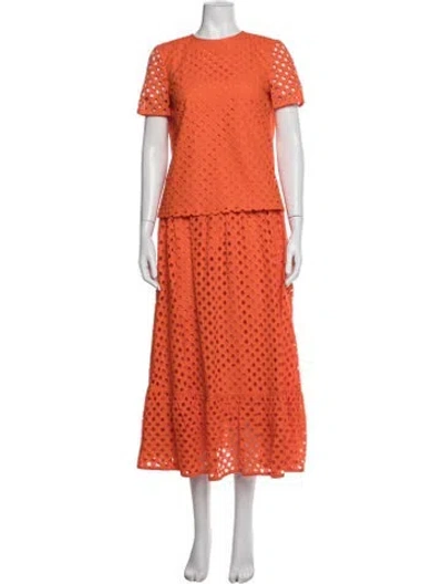 Pre-owned Tory Burch Patterned Skirt Set In Orange