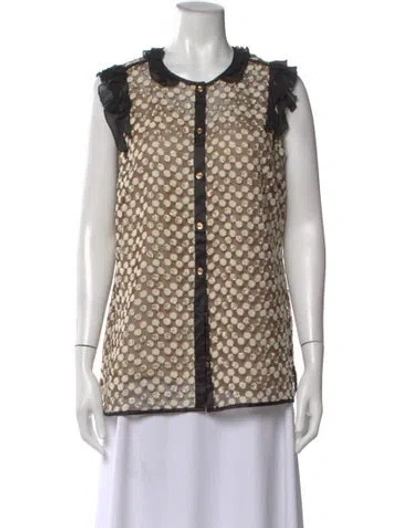 Pre-owned Tory Burch Patterned Sleeveless Blouse In Neutral