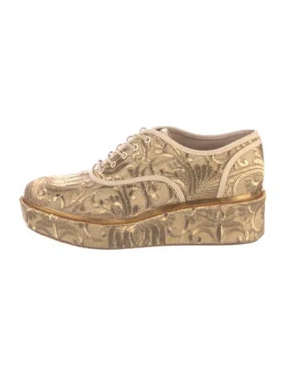 Pre-owned Tory Burch Patterned Sneakers In Gold