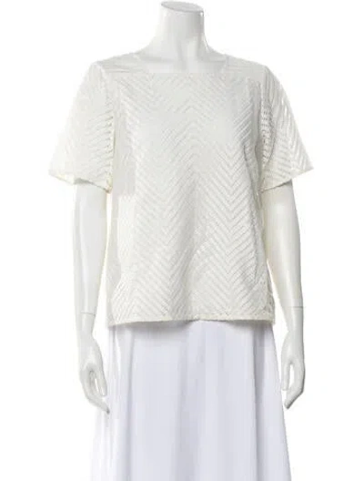 Pre-owned Tory Burch Patterned Square Neckline Top In Neutral