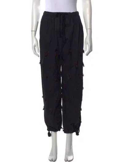 Pre-owned Tory Burch Patterned Straight Leg Pants In Black