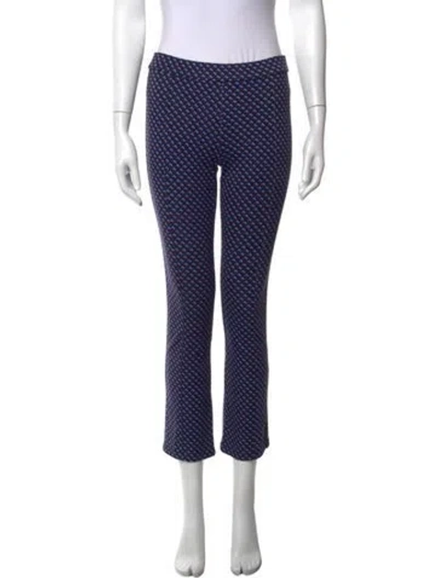 Pre-owned Tory Burch Patterned Straight Leg Pants In Blue