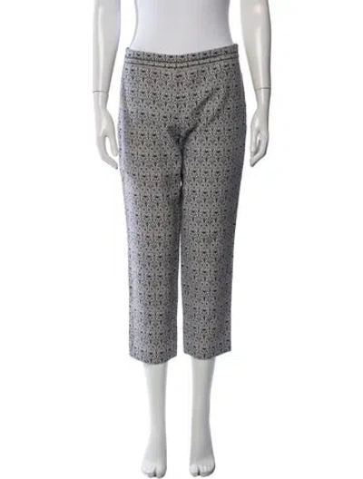 Pre-owned Tory Burch Patterned Straight Leg Pants In Blue/white