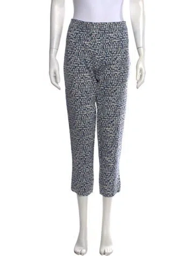 Pre-owned Tory Burch Patterned Straight Leg Pants In Blue/white