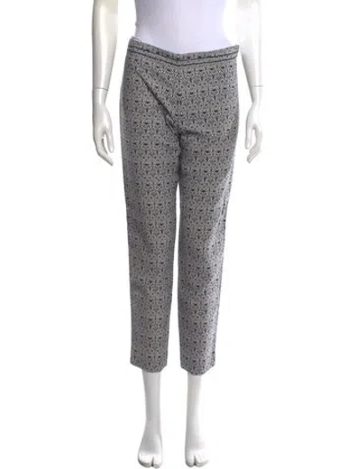 Pre-owned Tory Burch Patterned Straight Leg Pants In Blue/white