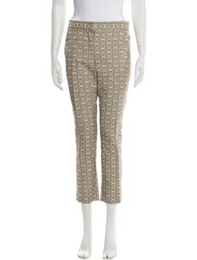 Pre-owned Tory Burch Patterned Straight Leg Pants In Green
