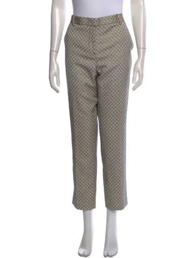 Pre-owned Tory Burch Patterned Straight Leg Pants In Metallic/neutrals