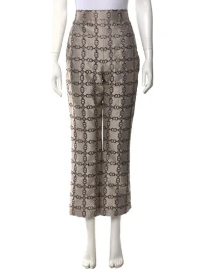 Pre-owned Tory Burch Patterned Straight Leg Pants In Neutral