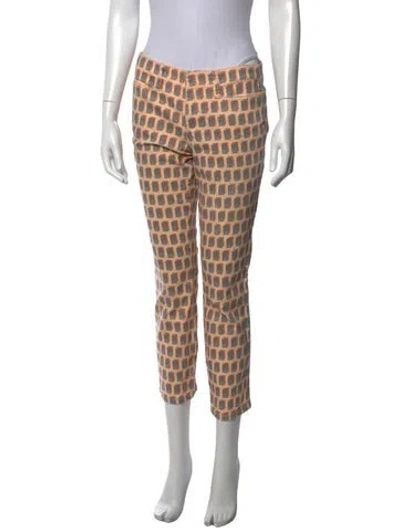 Pre-owned Tory Burch Patterned Straight Leg Pants In Neutrals