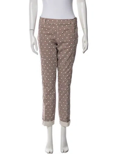 Pre-owned Tory Burch Patterned Straight Leg Pants In White