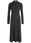 Tory Burch Patterned Stretch-jersey Midi Shirt Dress In Blue