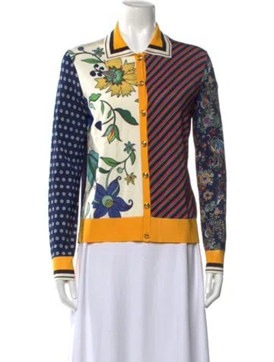 Pre-owned Tory Burch Patterned Sweater In Blue