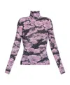 Tory Burch Floral Print Turtleneck Top In Pink