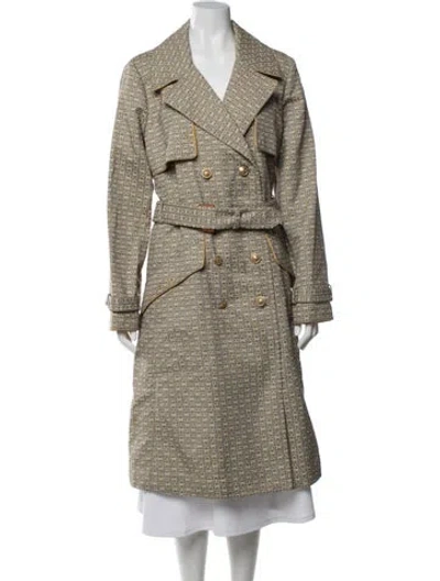 Pre-owned Tory Burch Patterned Trench Coat In Yellow