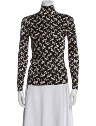 Pre-owned Tory Burch Patterned Turtleneck Top In Blue