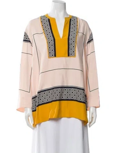 Pre-owned Tory Burch Patterned V-neck Blouse In Multi