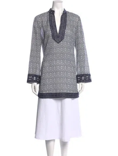 Pre-owned Tory Burch Patterned V-neck Tunic In Multi