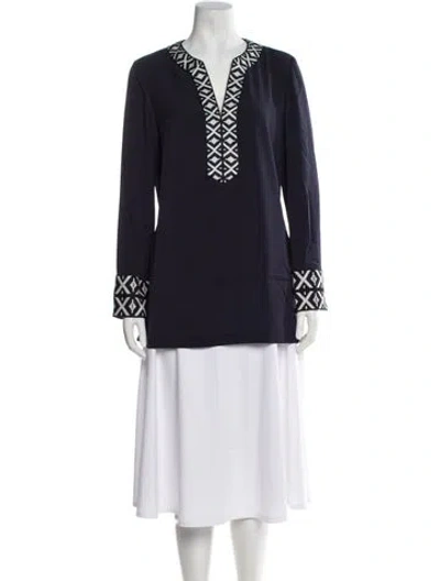 Pre-owned Tory Burch Patterned V-neck Tunic In Multi