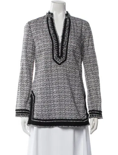 Pre-owned Tory Burch Patterned V-neck Tunic In Multi